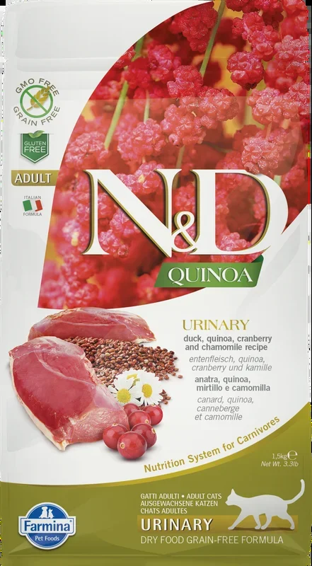 Farmina N&D Quinoa Urinary Duck, Quinoa, Cranberry & Chamomile, Dry Cat Food