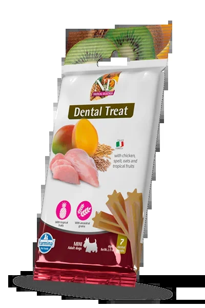 Farmina N&D Tropical Selection Canine Dental Treat with Chicken, Spelt, Oats and Tropical Fruits Mini Dog Treats