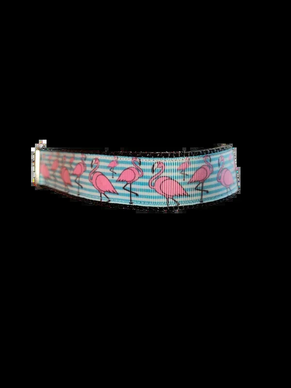 Flamingo Stripes Nylon Dog Collar