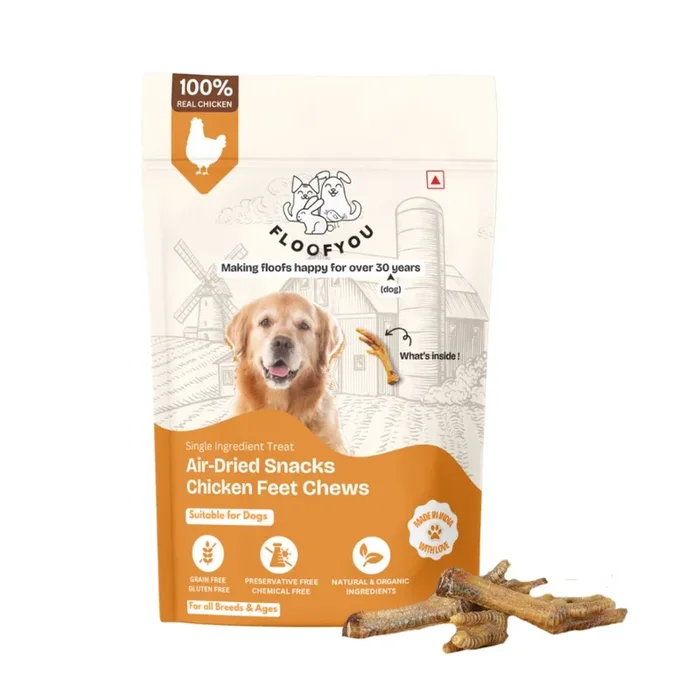 FloofYou Grain Free Dehydrated Chicken Feet Chew Dog Treats