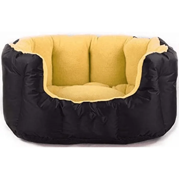 Fluffy’s Pawsome Reversable Dual Color Ultra Soft Ethnic desingner Bed for Dogs and Cats (Beige & Black)