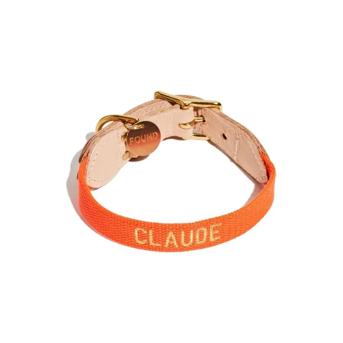 Found Classic Cotton Webbing Dog Collar | Orange