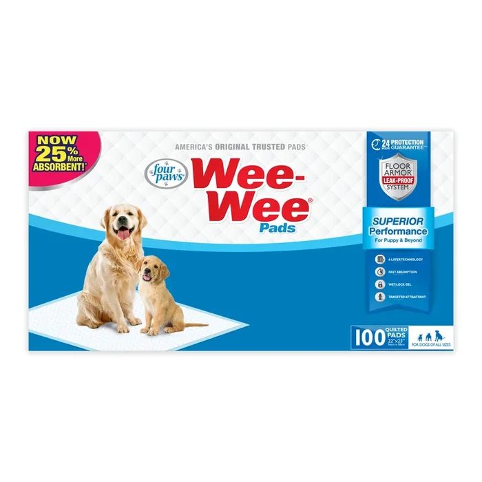 Four Paws Four Paws Wee-Wee Superior Performance Dog Pee Pads 100 Count, 22″ x 23″