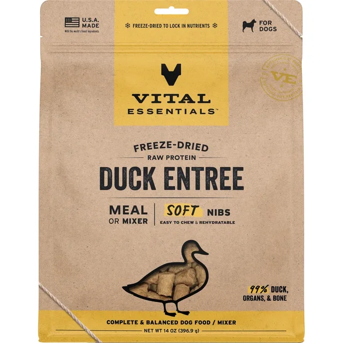 Freeze Dried Dog Food – Duck Entree – Soft Nibs – 14 oz