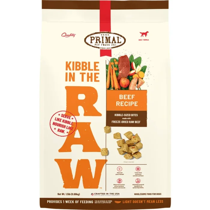 Freeze Dried Dog Food – KIBBLE IN THE RAW – Beef Recipe with Organic Vegetables