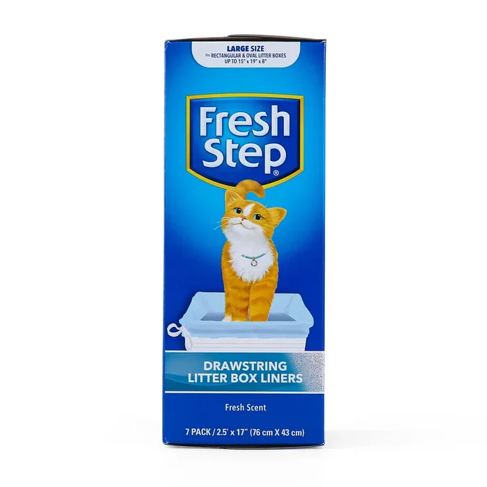Fresh Step Drawstring Cat Litter Box Liners, Fresh Scent, Size Large, 30″ x 17″ – 7 Count