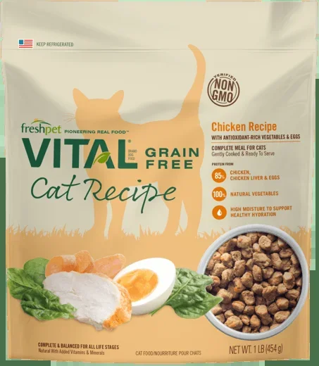 Freshpet Vital Grain Free Chicken Recipe with Antioxidant-Rich Vegetables & Eggs for Cats