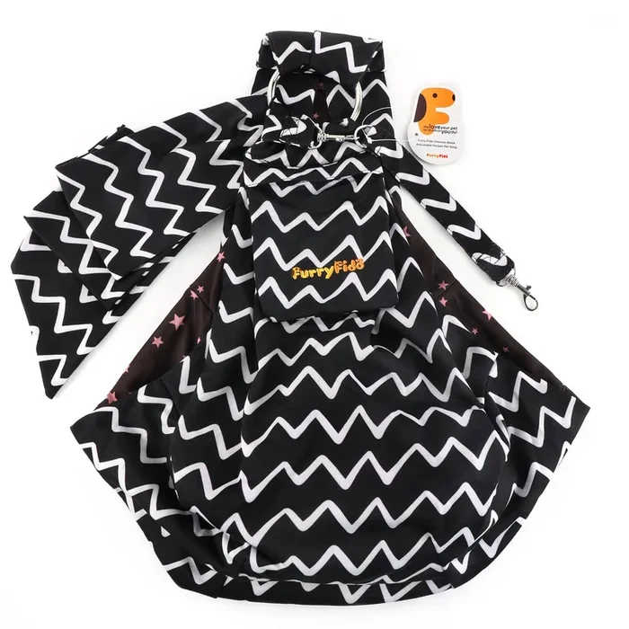 Furry Fido Pet Supplies – Furry Fido Chevron Black Adjustable Pocket Pet Sling