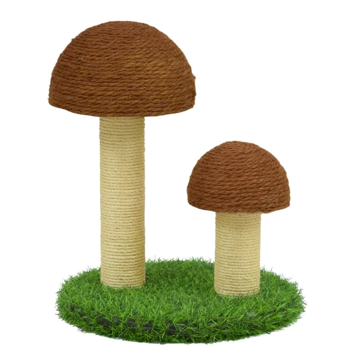 FurryLiving Mushroom Scratching Post with Dual Mushroom Design for Cats