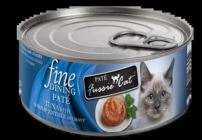 Fussie Cat Fine Dining – Pate – Tuna with Shrimp Entree in gravy Canned Cat Food