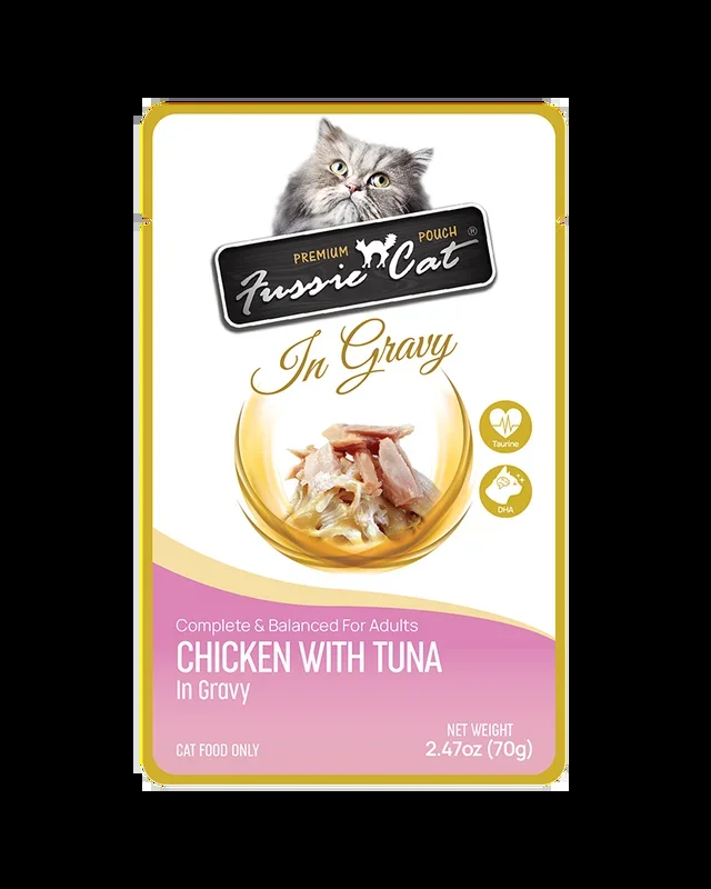 Fussie Cat Pouch Chicken with Tuna in Gravy Wet Cat Food 2.47oz