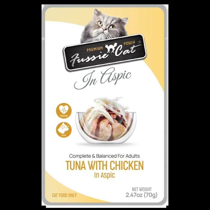 Fussie Cat Premium Pouches Tuna with Chicken in Aspic Cat Food