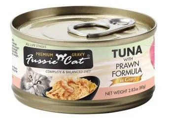 Fussie Cat Premium Tuna w/Prawns in Gravy Cat Food 2.82oz Can