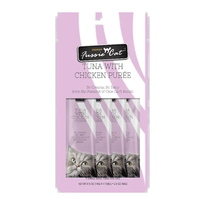 Fussie Cat Tuna With Chicken Purée 0.5-oz, 4-Pack, Cat Treat