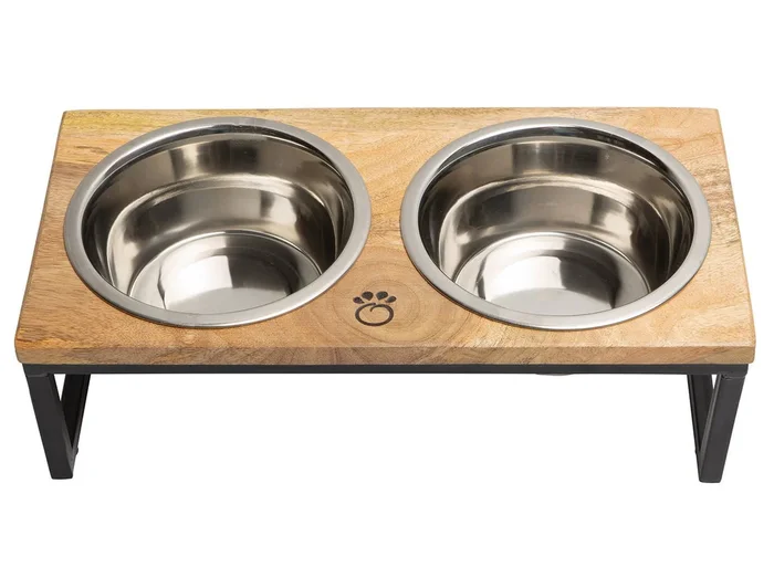 GF Pet Elevated Wood & Metal Double Diner Feeder