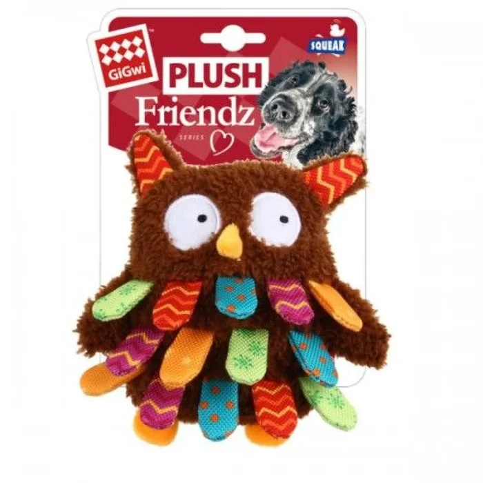 GiGwi Plush Friendz with Squeaker Owl Toy for Dogs