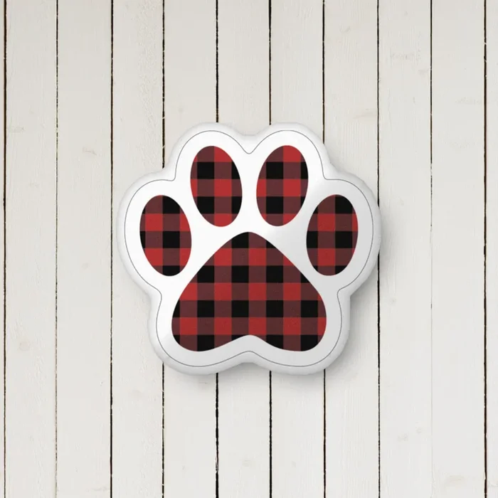 Gingham Paw Print Pillow