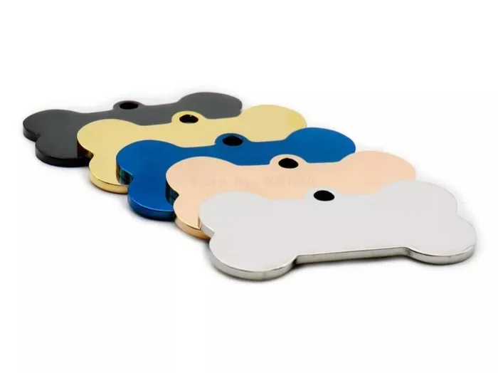 Gold Bone Pet Tag | Laser Engraved Dog Tag Stainless Steel
