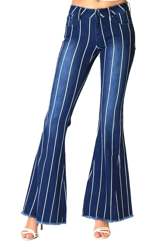 Grace in LA Women’s Western Stripe Flare Jeans
