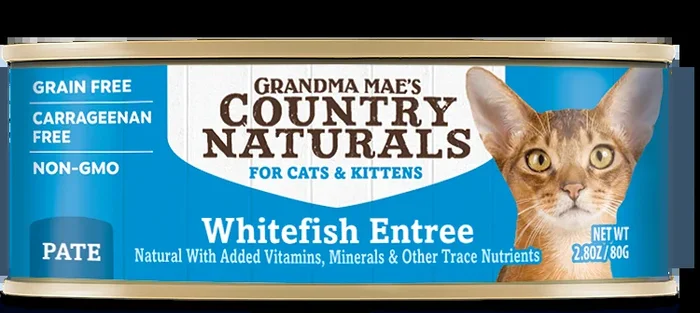 Grandma Mae’s Country Naturals Whitefish Entree Pate Canned Wet Food For Cats 2.8oz/24