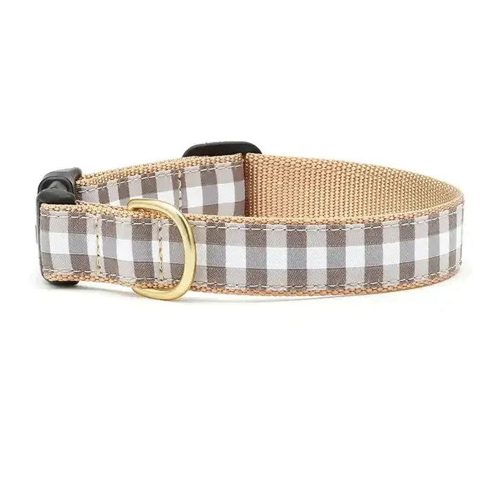 Gray Buffalo Check Dog Collar