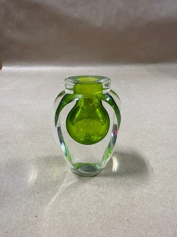 Green Art Glass Perfume Bottle Signed Correia NO STOPPER