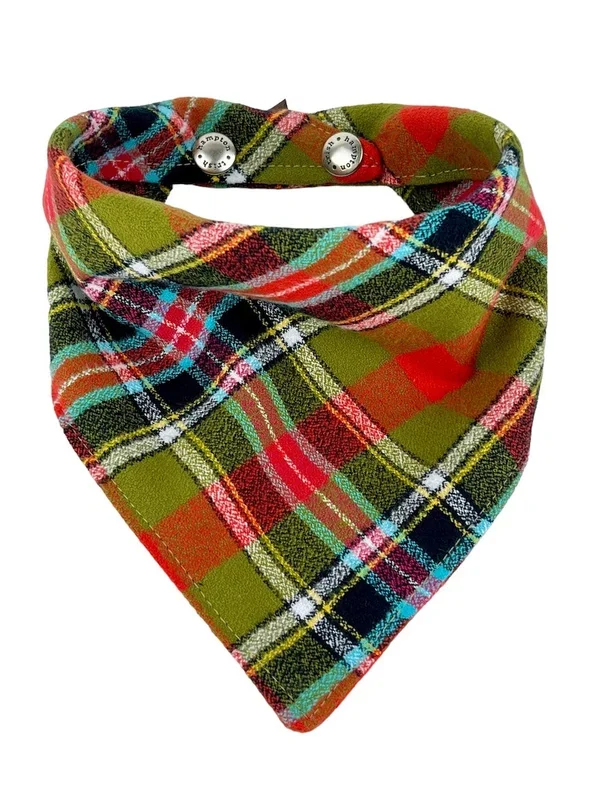 Green/Red/Aqua Plaid Dog Bandana – 1006