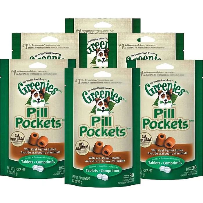 Greenies Pill Pockets Treats for Dogs Peanut Butter Tablets- 3.2 oz-6 Pack