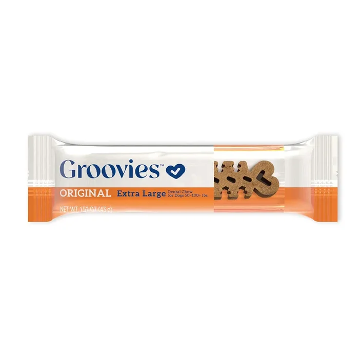 Groovies Dog Dental Chew X-Large Each – For Dogs 50-100+ lb