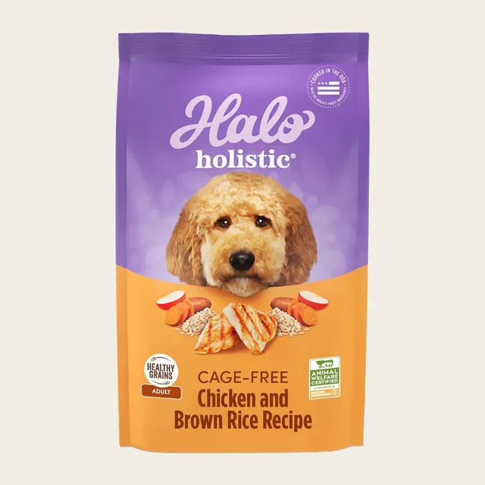 Halo Holistic Complete Digestive Health Chicken and Brown Rice Dog Food Recipe Adult Dry Dog Food