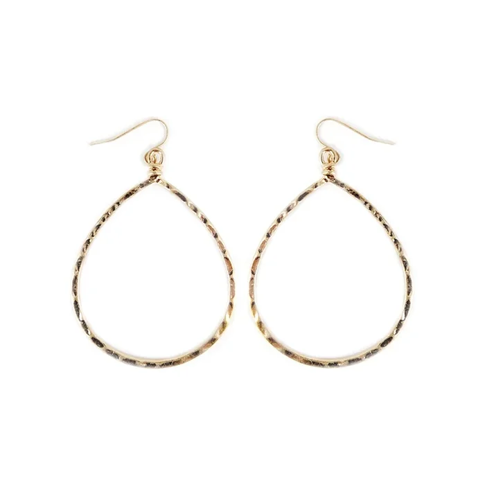 Hammer Oval Gold Hoop Earrings