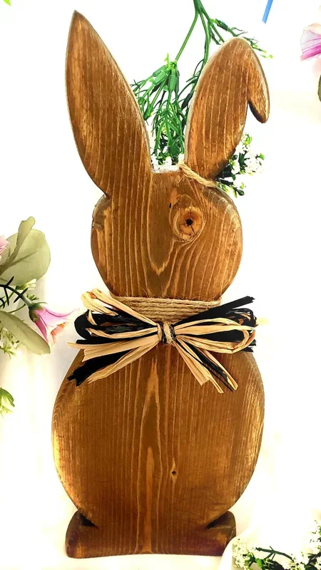 Hand-Cut Wood Bunny – Uniquely Crafted Decorative Piece for Home Decor and Gift Giving