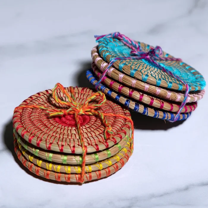 Handmade Pine Needle Coasters – Set of 4