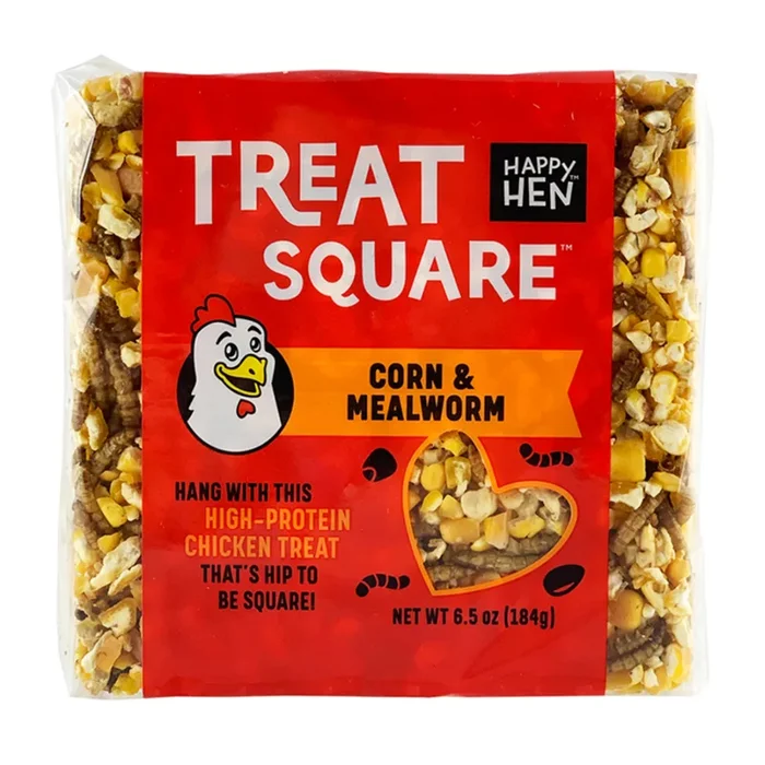 Happy Hen Treats Treat Square Corn & Mealworm Chicken Treats 6.5oz