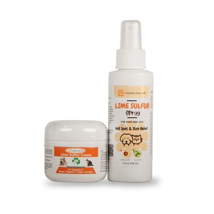 Healthy Paw Life’s Bundle of Lime Sulfur Spray (4 oz) and Lime Sulfur Cream (2 oz)