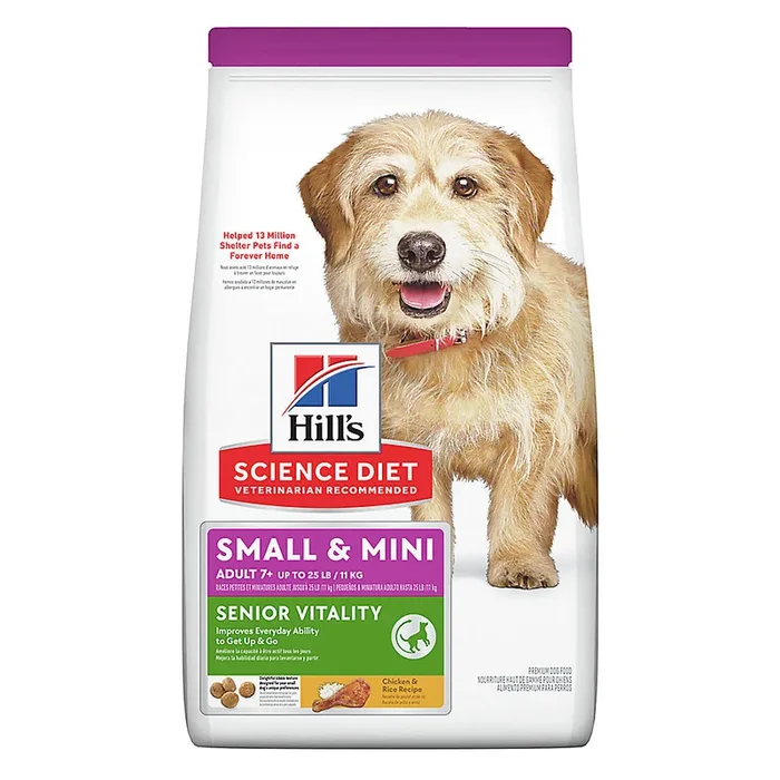 Hill’s® Science Diet® Senior Vitality Small Breed Adult Senior 7+ Dry Dog Food – Chicken & Rice