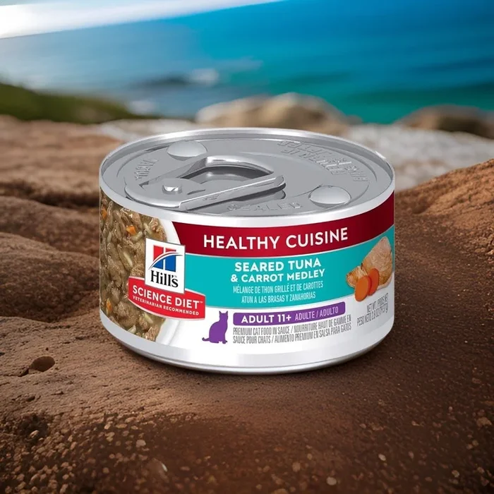 Hill’s Science Diet Wet Cat Food, Adult 11+ for Senior Cats, Healthy Cuisine, Seared Tuna & Carrot Recipe, 2.8 oz. Cans,