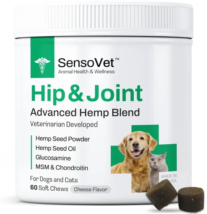 Hip & Joint Advanced Hemp Chews for Dogs & Cats – 60 Soft Chews