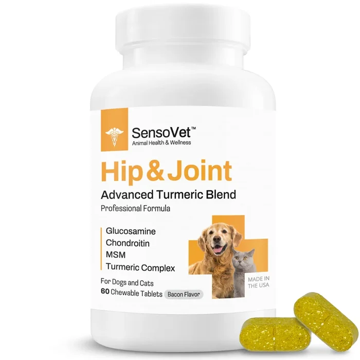 Hip & Joint Advanced Turmeric Blend for Dogs & Cats – 60 Chewable Tablets