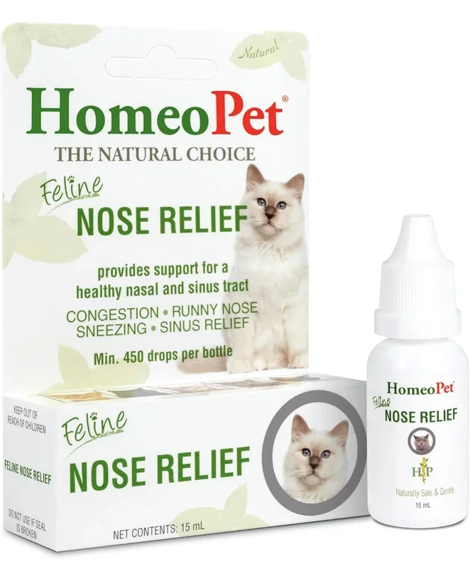 HomeoPet Feline Nose Relief, Natural Nasal and Sinus Medicine for Cats, Pet Medicine, 15 Milliliters