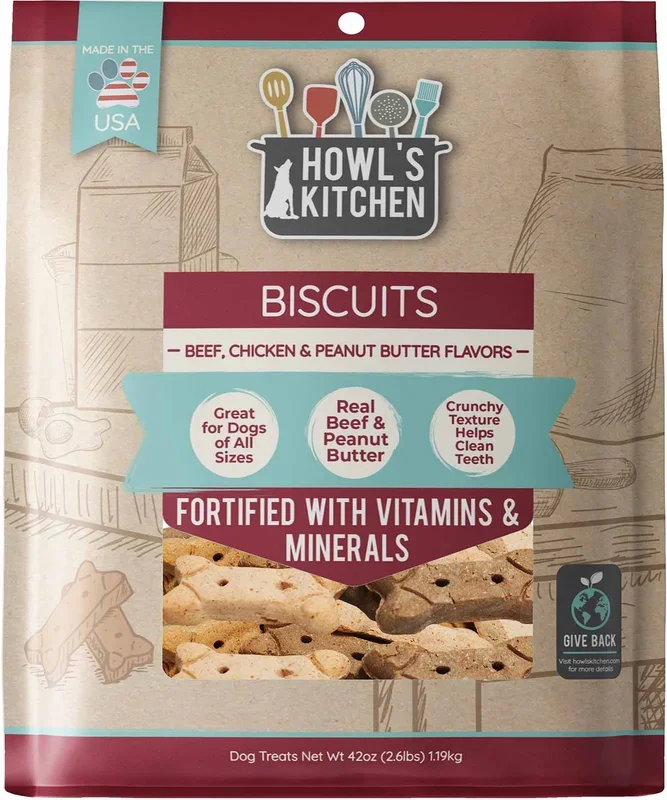 Howl’s Kitchen Beef, Chicken and Peanut Butter Biscuits, 2.6 lbs