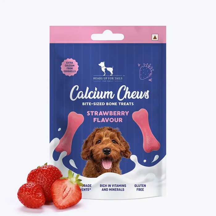 HUFT Gluten Free Bite Sized Calcium Strawberry Bone Chew Dog Treats