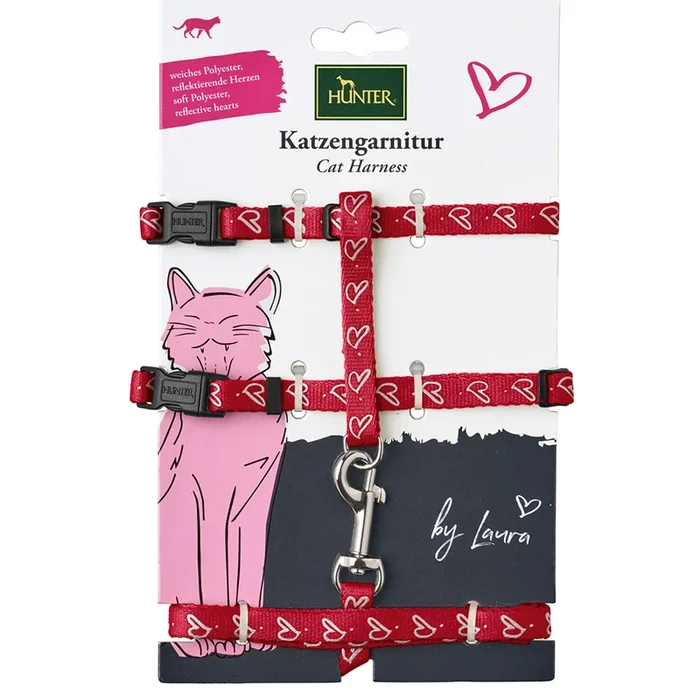 Hunter Laura Harness with Leash for Cats & Kittens (Red)