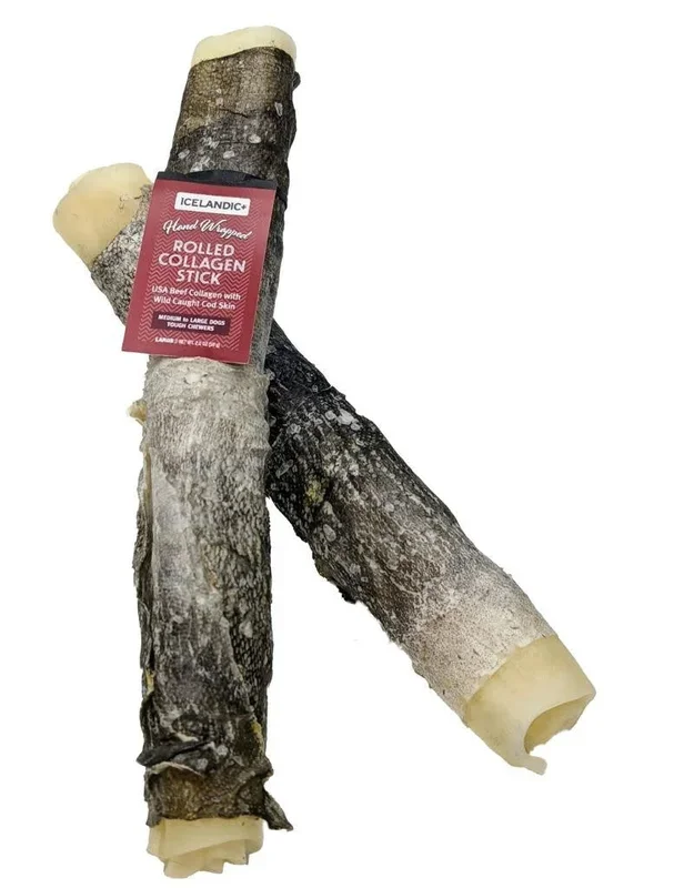 ICELANDIC+ Rolled Beef Collagen Stick Wrapped with Cod 8in