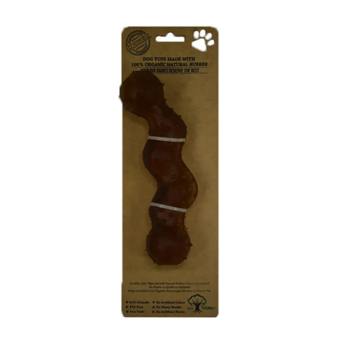 IndiPets 100% Organic Rubber Spikey Snake Dog Toy 8″