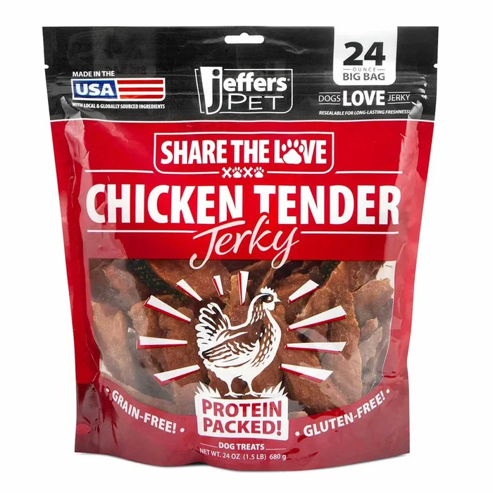 Jeffers Chicken Jerky Healthy Dog Treats, 24 oz – 100% Natural, Grain-free, Gluten-free, Made in USA