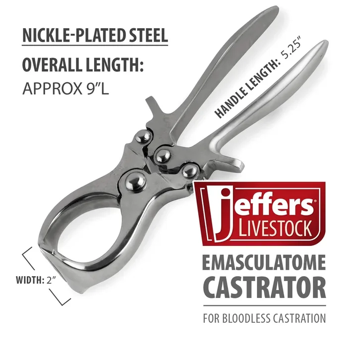 Jeffers Emasculatome Steel Castrator Tool, 9″
