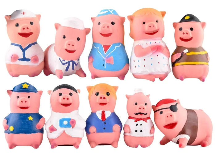 Jeffers Little Piggies Latex Squeaker Dog Toys, Assorted, Each