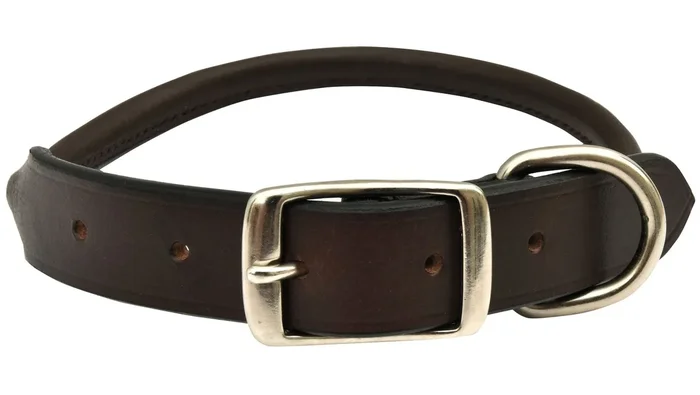 Jeffers Premium Brown Rolled Leather Collar