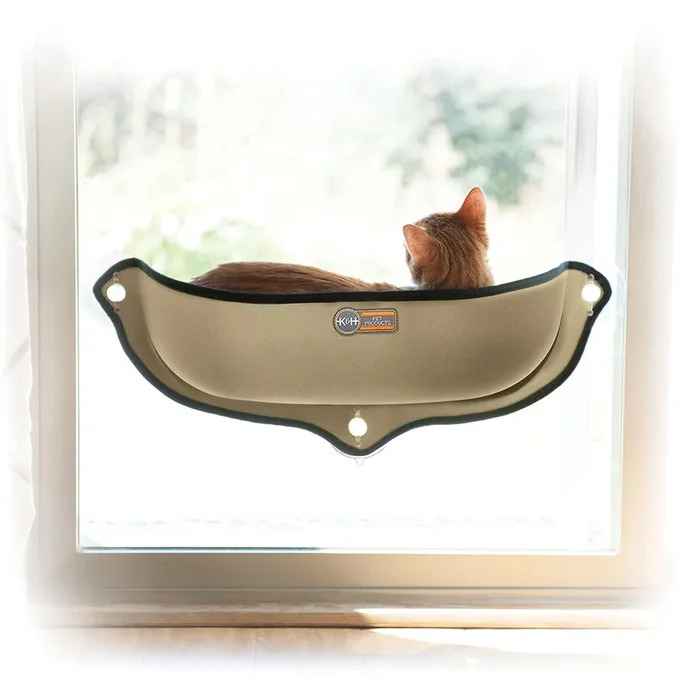 K&H EZ Mount Window Bed Kitty Seat Tan 27X11″